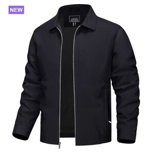 Polyester Lightweight Windbreaker Full Zip Jacket with Laydown Collar